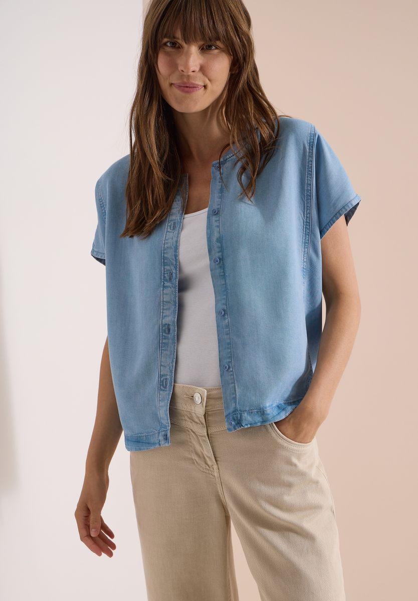 Lyocell-Bluse in Blouson-Optik