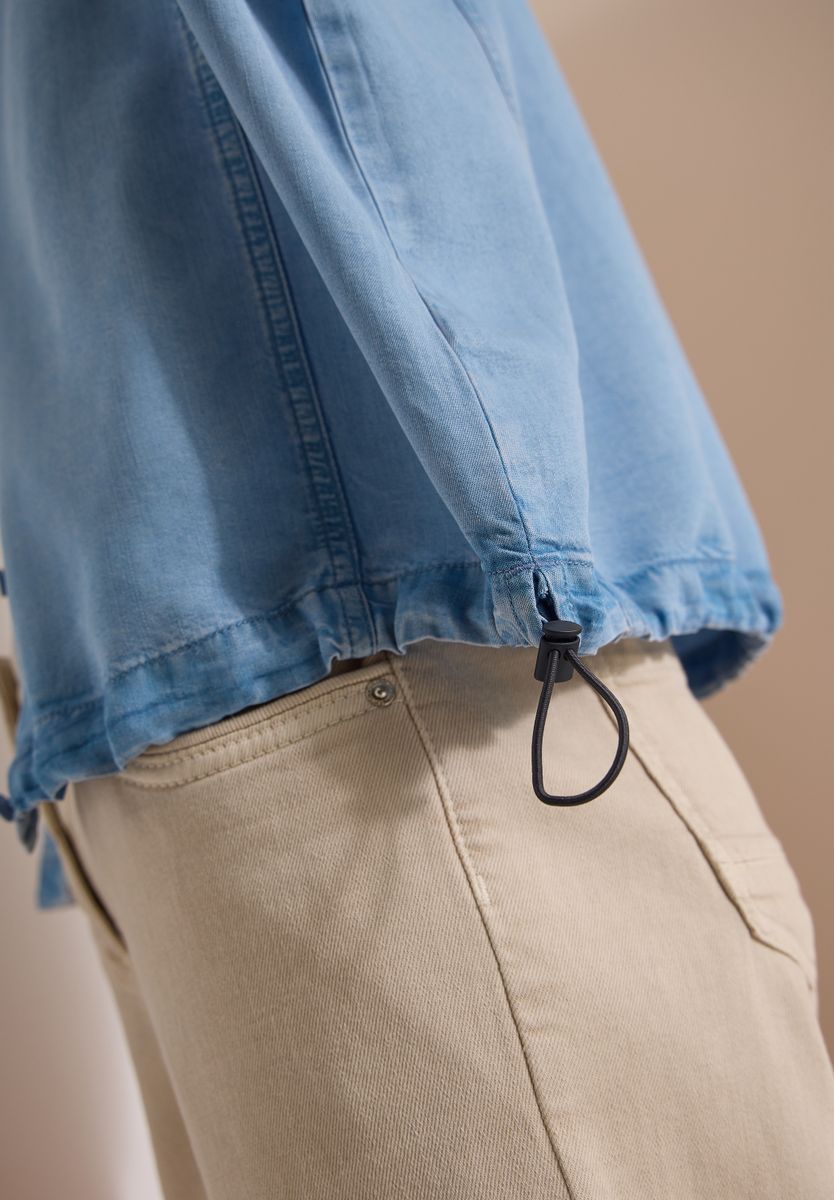 Lyocell-Bluse in Blouson-Optik