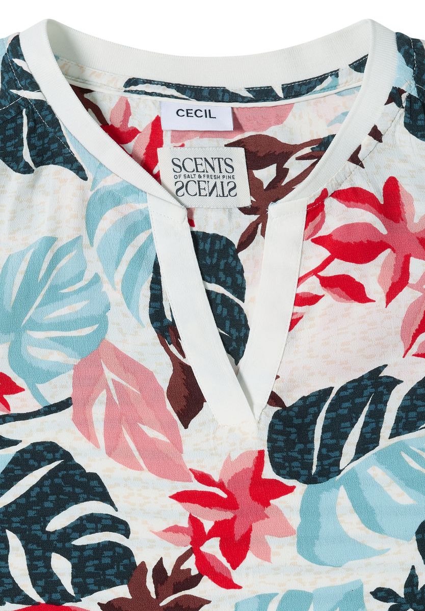 Bluse mit Split Neck und Printmix