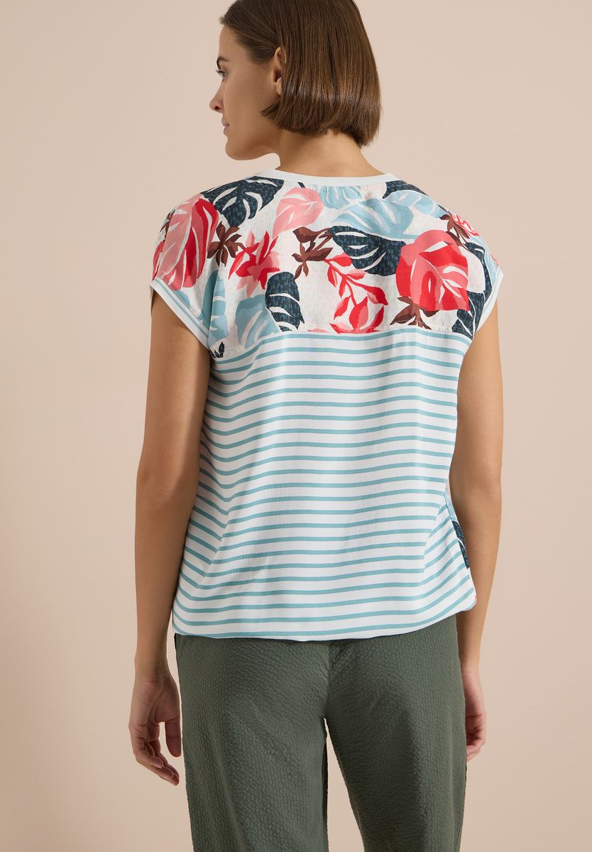 Bluse mit Split Neck und Printmix