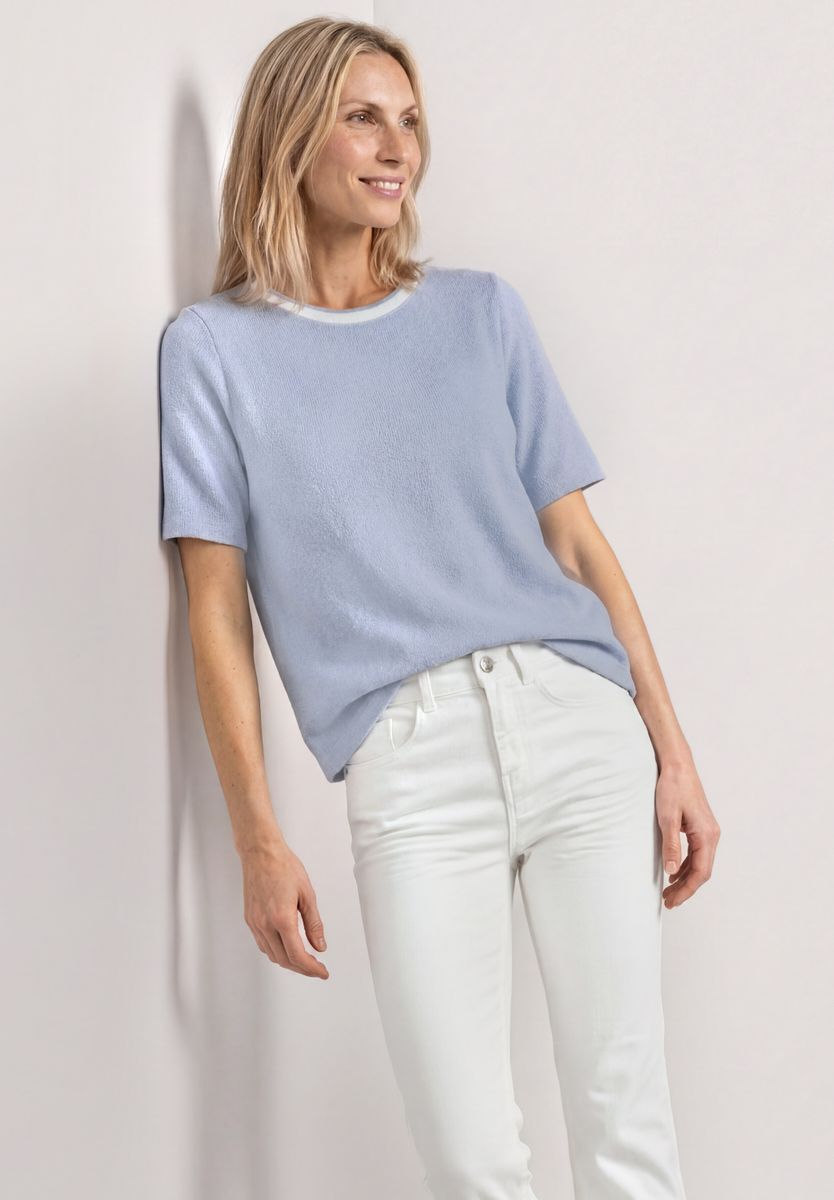 T-Shirt im Strick-Look mit Rundhals