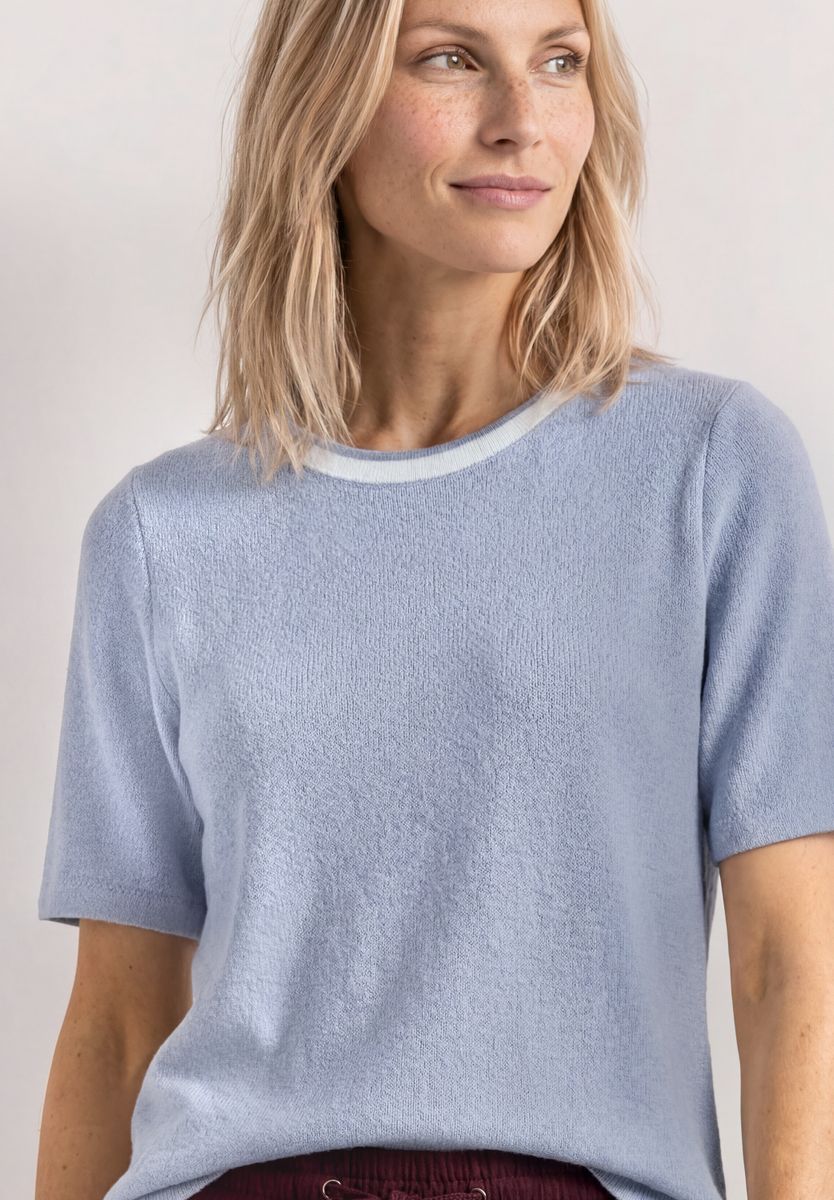 T-Shirt im Strick-Look mit Rundhals