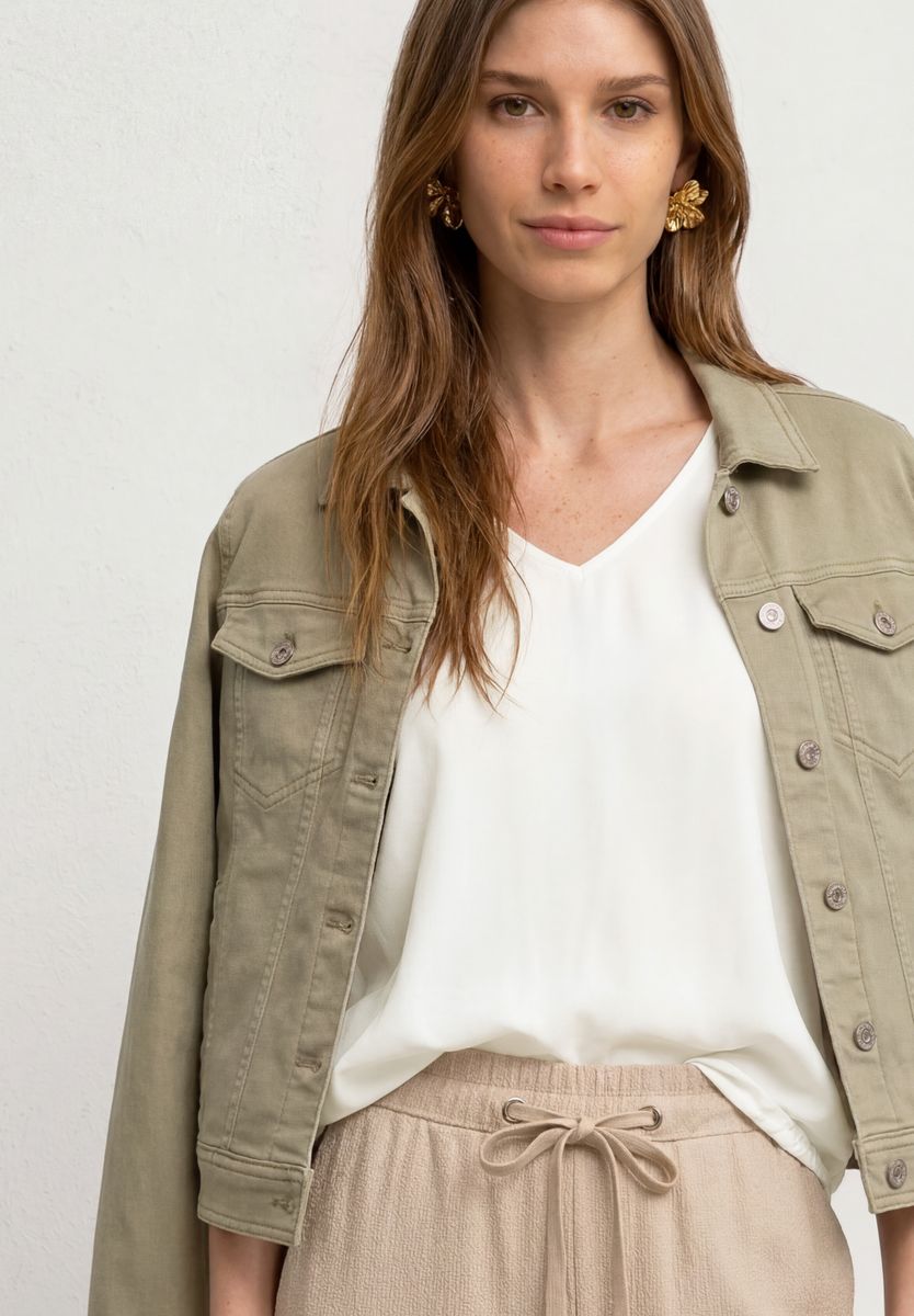 Kurzarm Blusenshirt mit V-Neck
