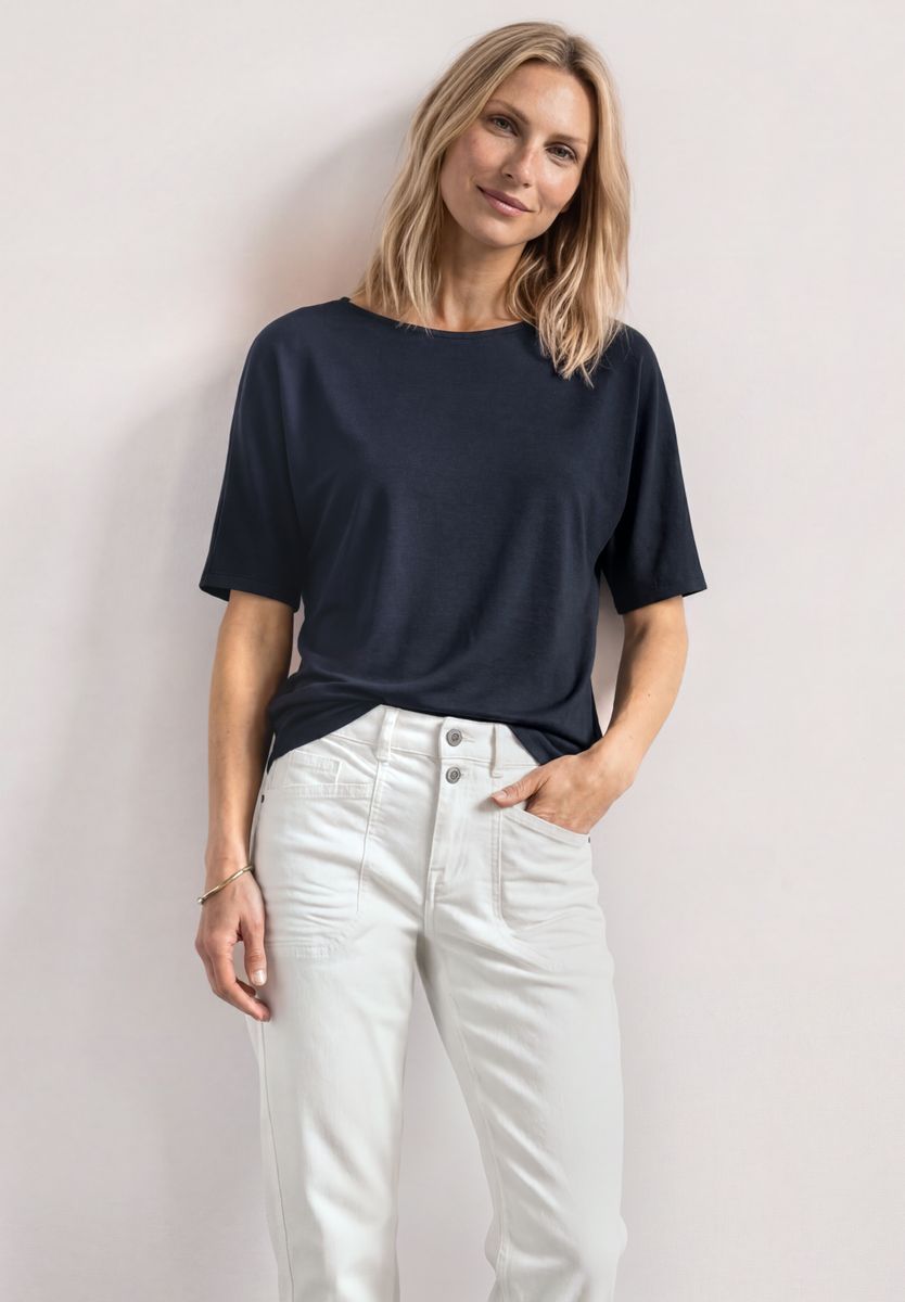 Basic Shirt mit Boat Neck und Elastikbund