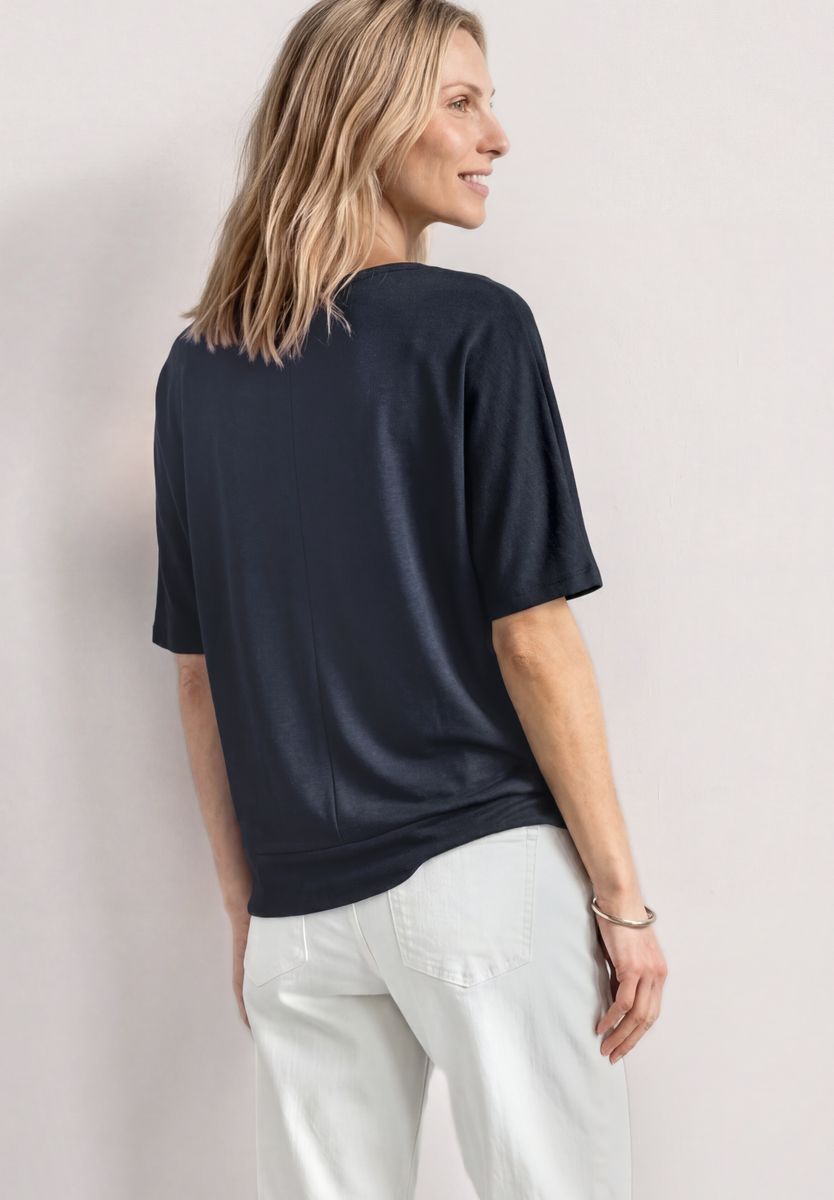 Basic Shirt mit Boat Neck und Elastikbund