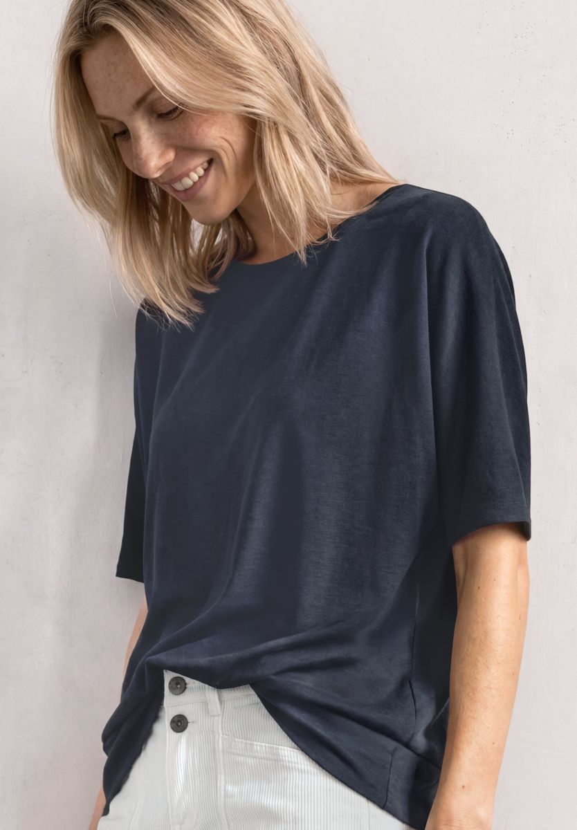 Basic Shirt mit Boat Neck und Elastikbund