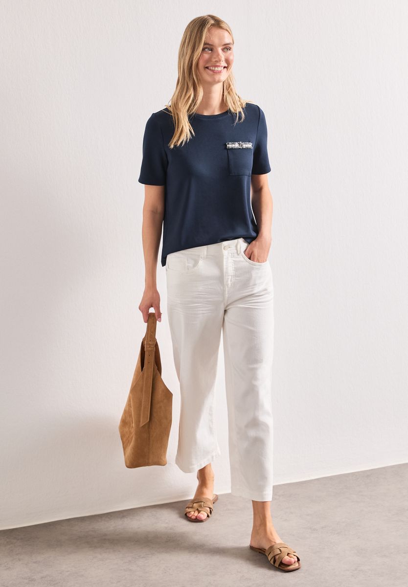 T-Shirt mit dekorativer Brusttasche