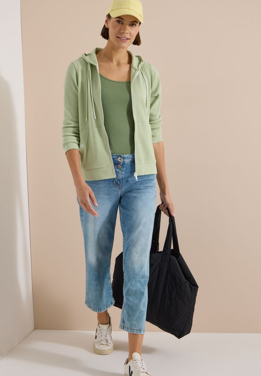 Langarm Jacke mit Kapuze und Struktur