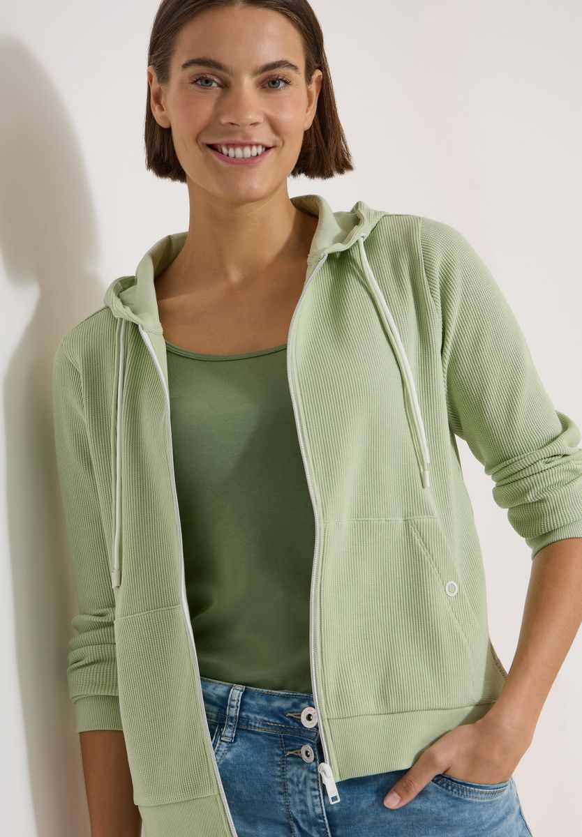 Langarm Jacke mit Kapuze und Struktur