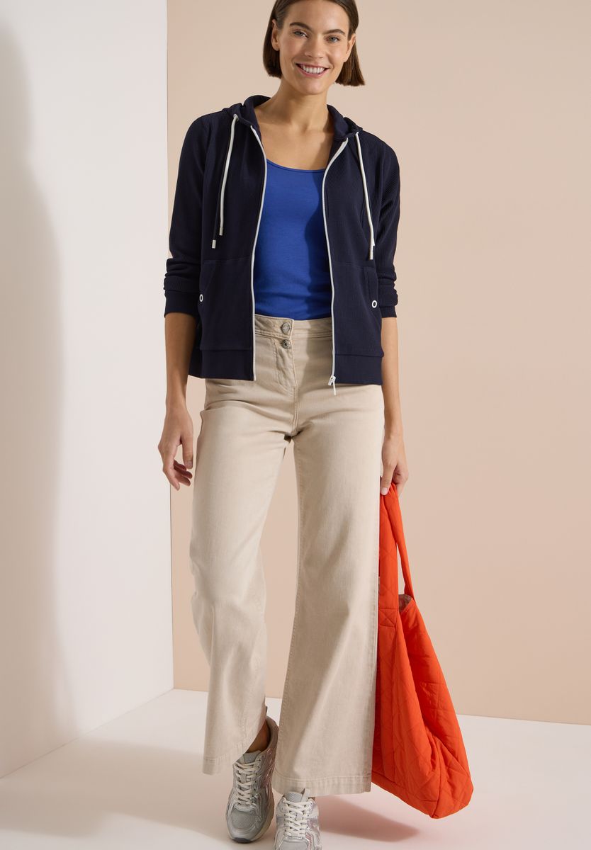 Langarm Jacke mit Kapuze und Struktur