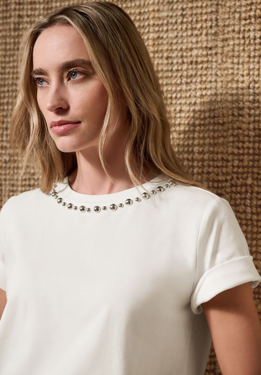 T-Shirt mit Rundhals und dekorativen Details