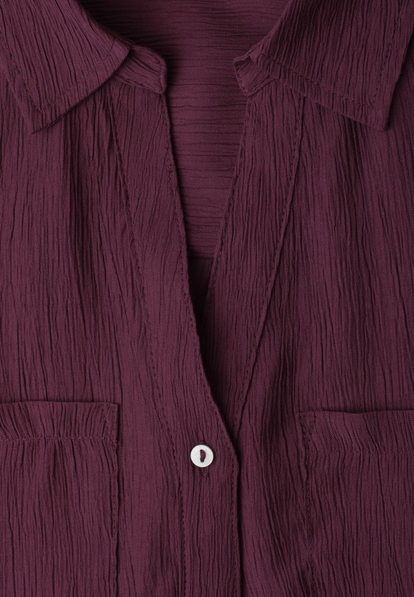 Kurzarm Hemdbluse mit Turn-Up-Details