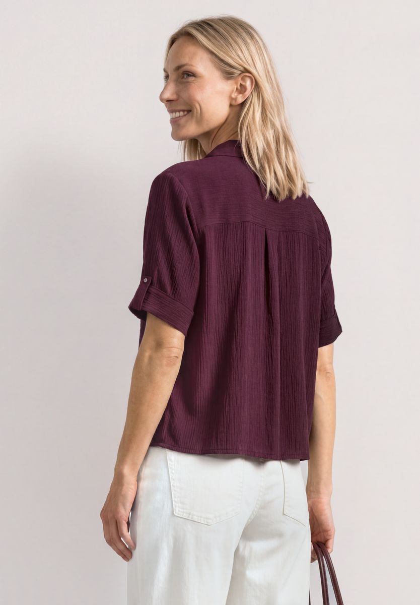 Kurzarm Hemdbluse mit Turn-Up-Details