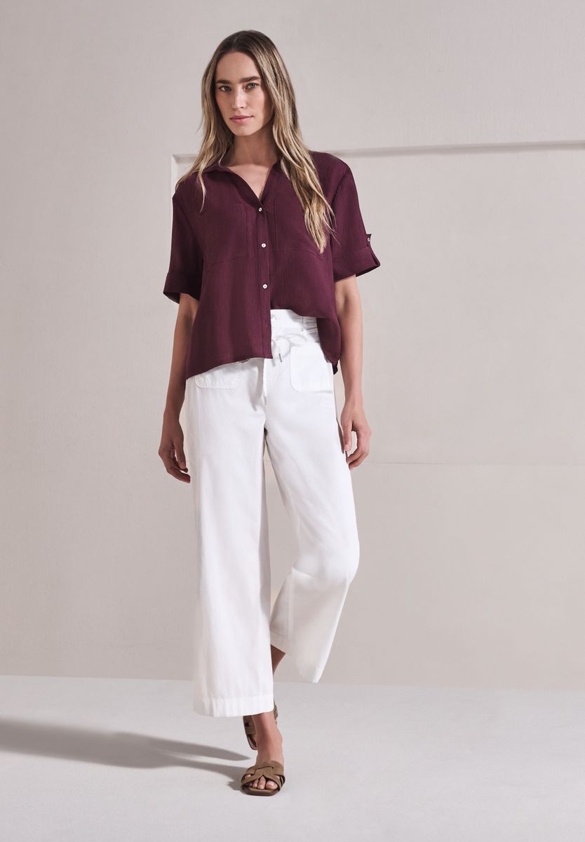 Kurzarm Hemdbluse mit Turn-Up-Details