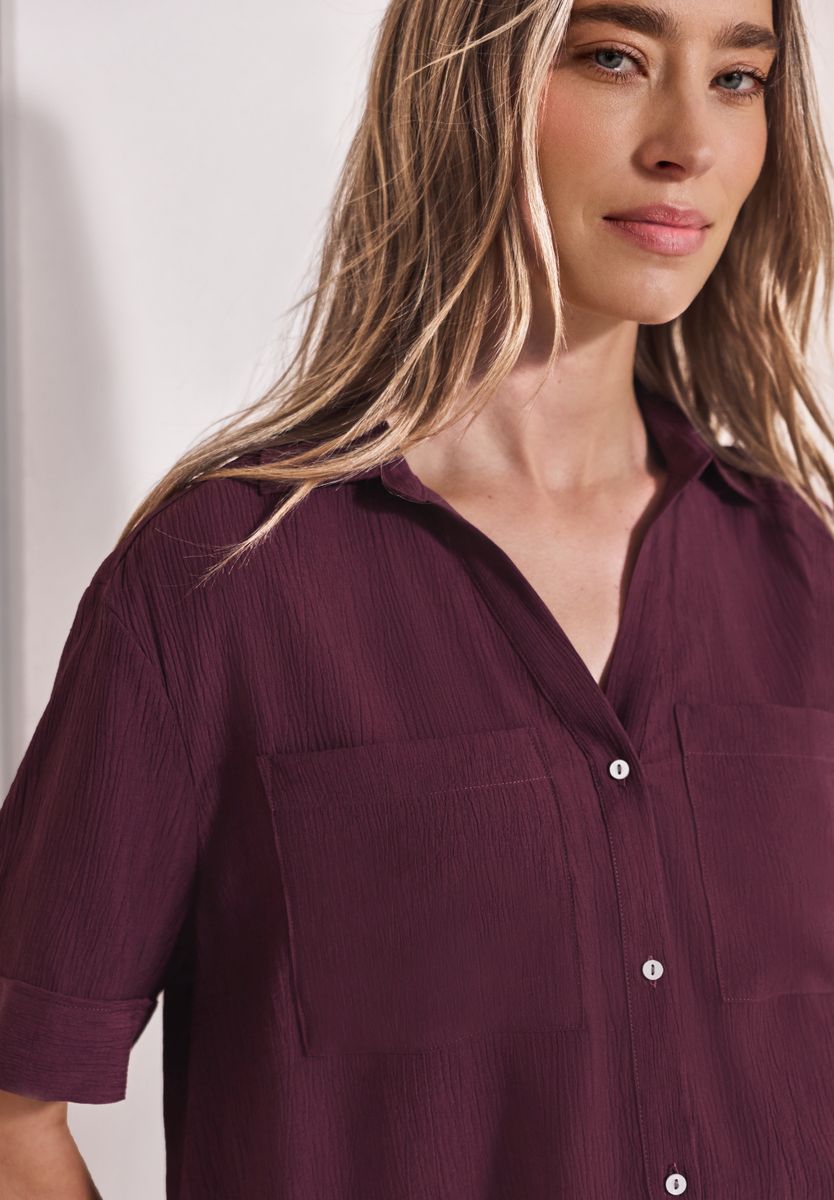 Kurzarm Hemdbluse mit Turn-Up-Details