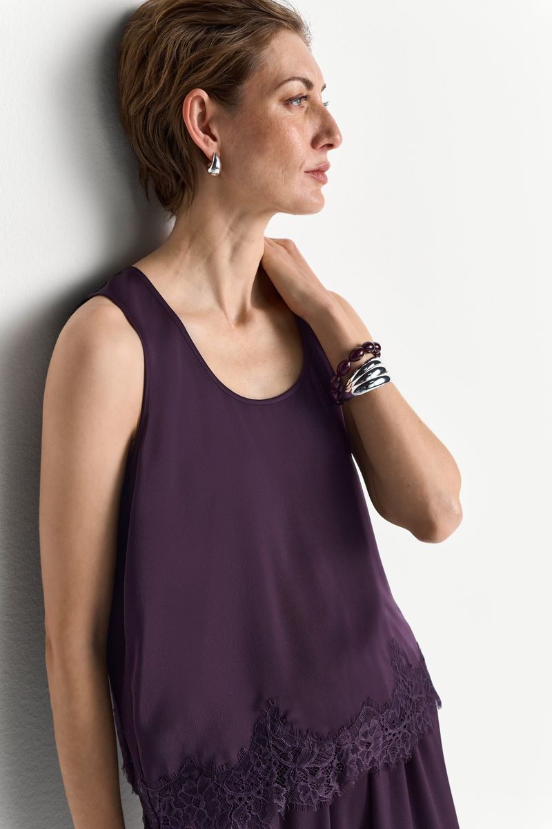 Satin Top with Lace