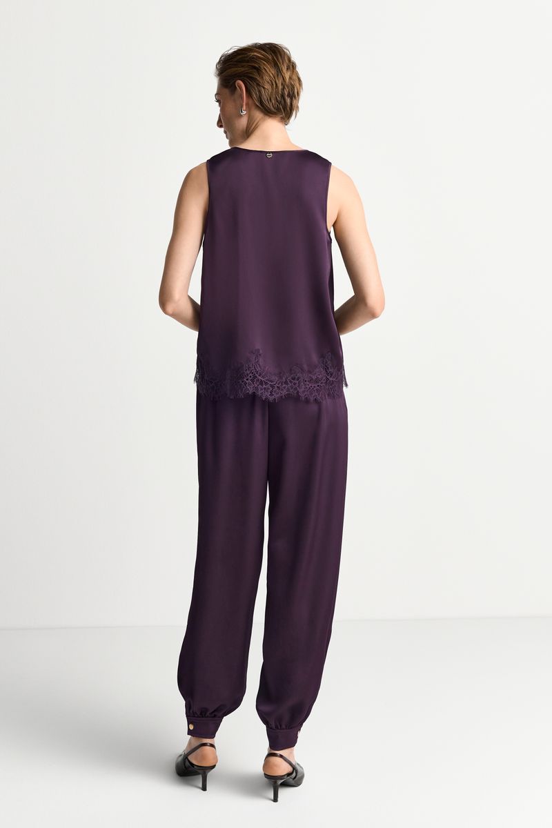 Satin Top with Lace