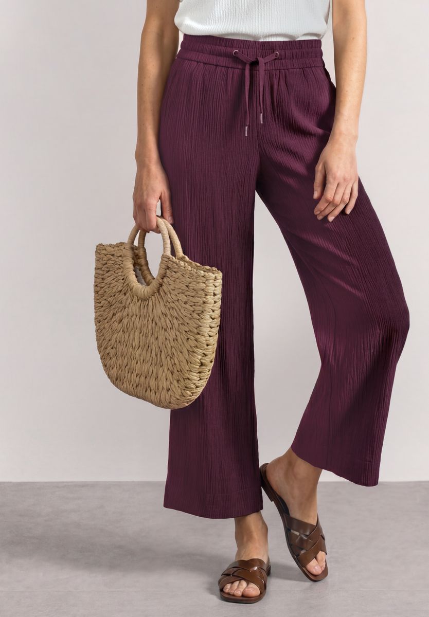 Mid Waist Wide Leg Hose im Loose Fit