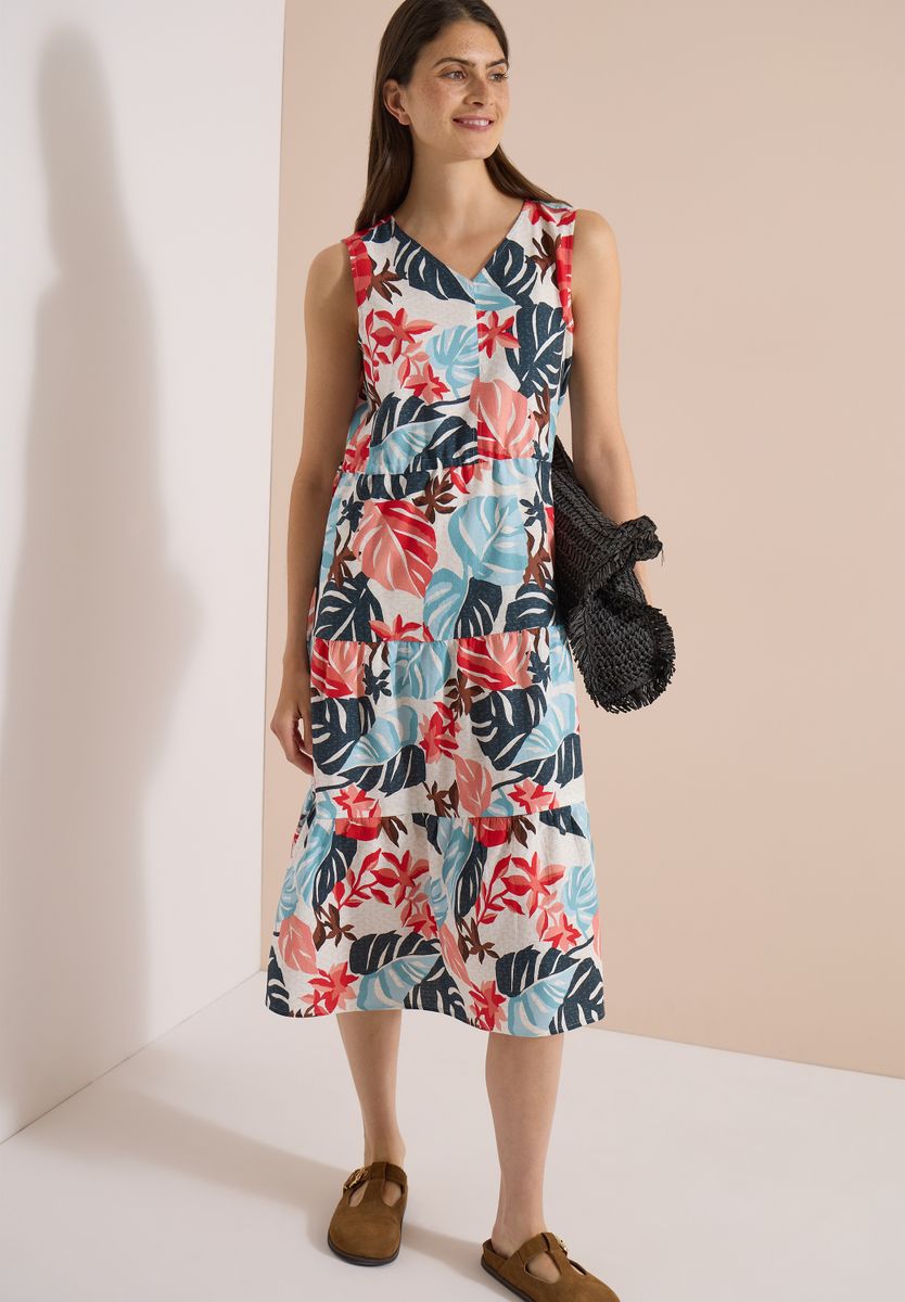 Midikleid mit V-Neck und Print