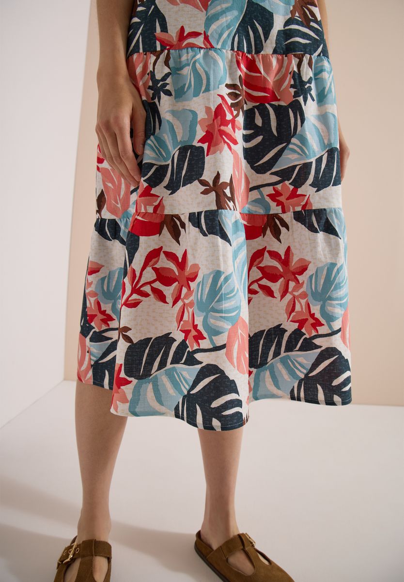 Midikleid mit V-Neck und Print