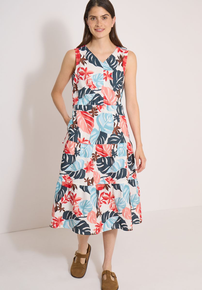 Midikleid mit V-Neck und Print