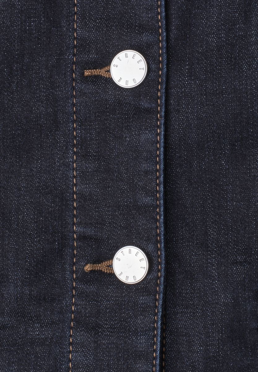 Denim Weste mit Rundhals und Knöpfen
