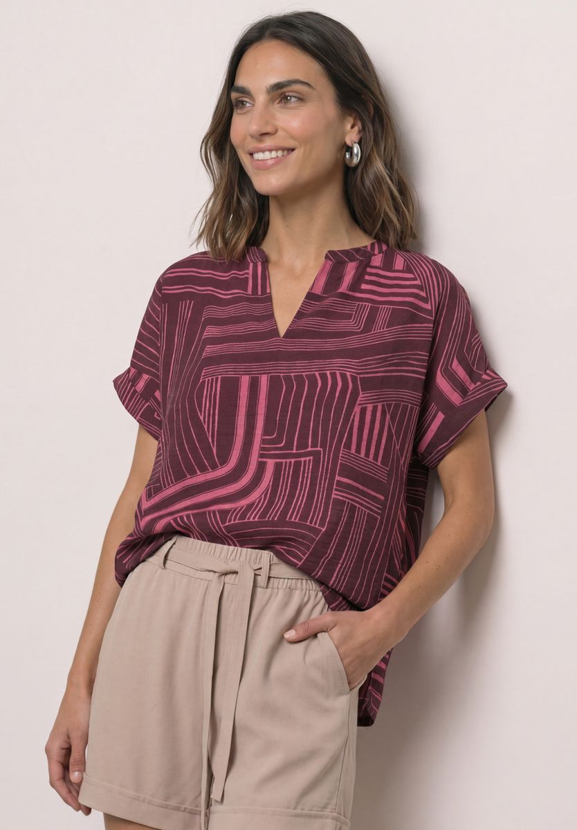 Dropped Shoulder Shirt mit Split Neck