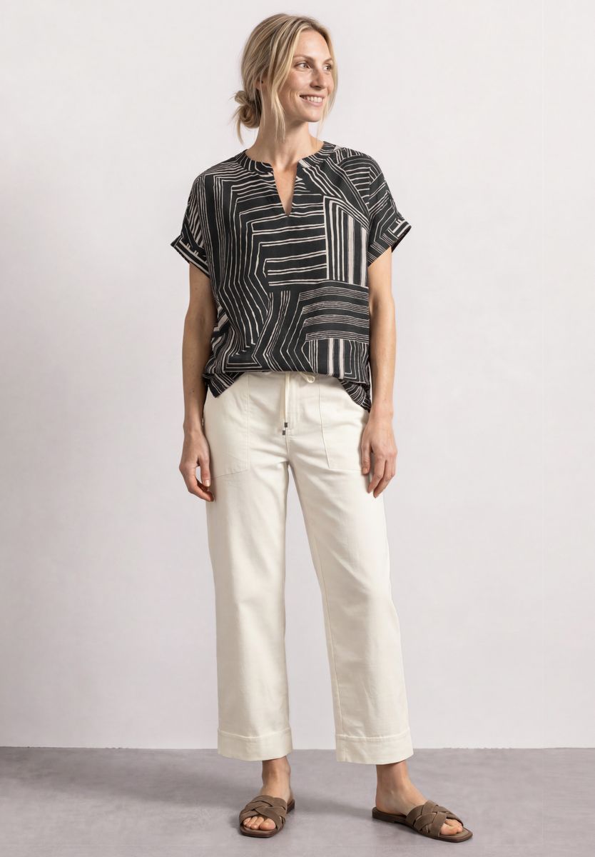 Dropped Shoulder Shirt mit Split Neck