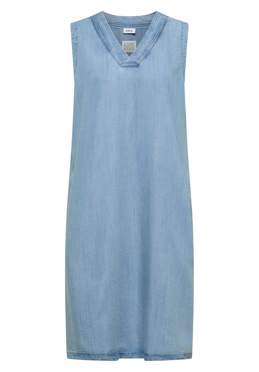 Knielanges Kleid aus Lyocell mit V-Neck