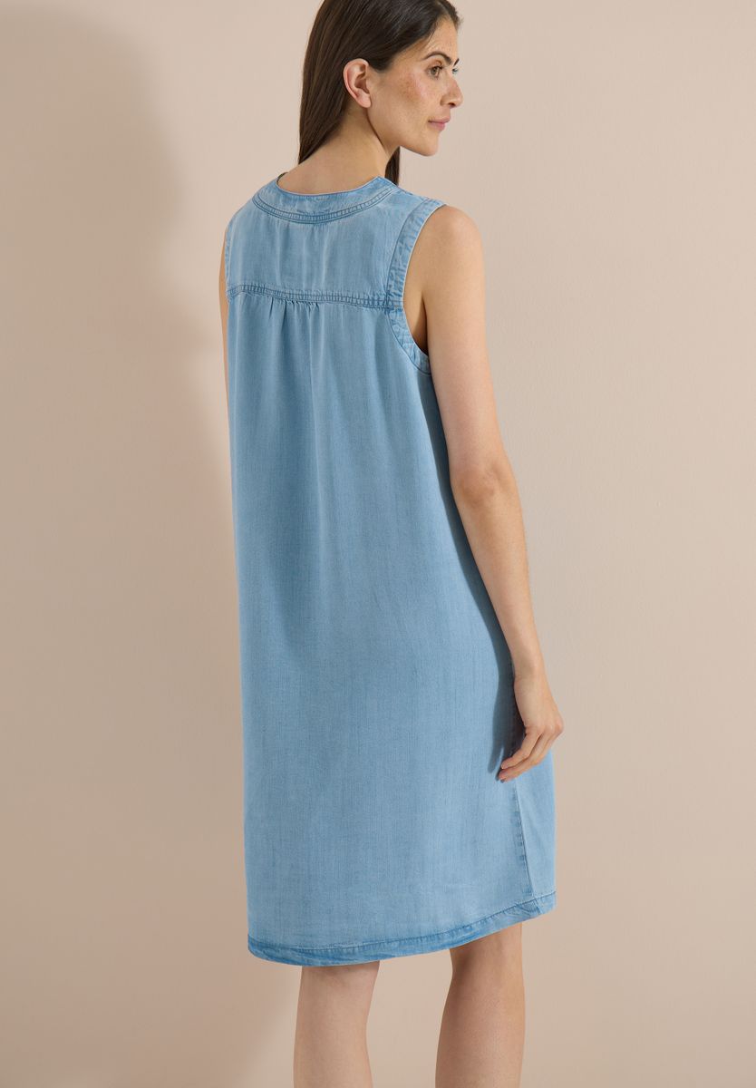 Knielanges Kleid aus Lyocell mit V-Neck
