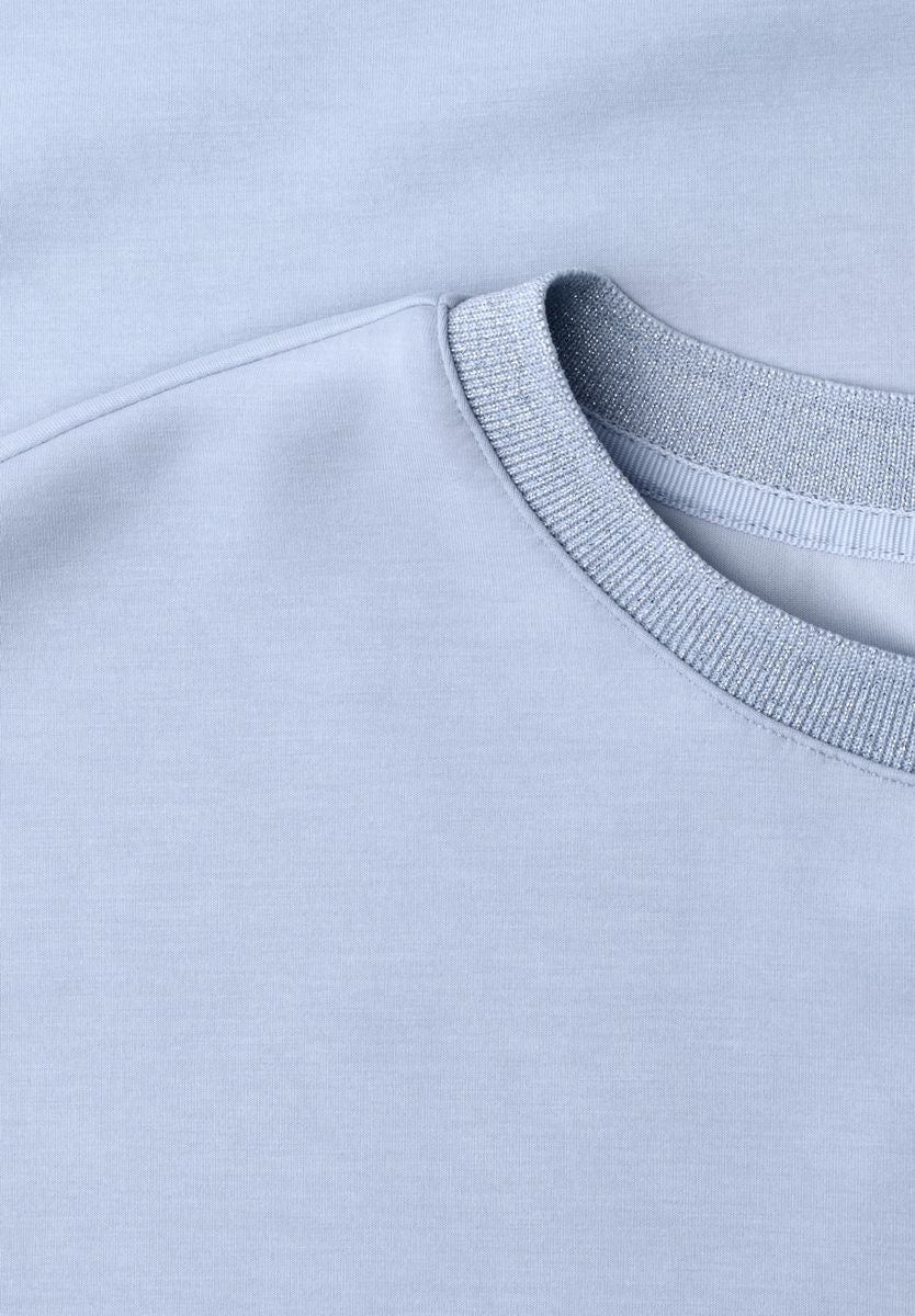 T-Shirt im Silk-Look mit Rundhals