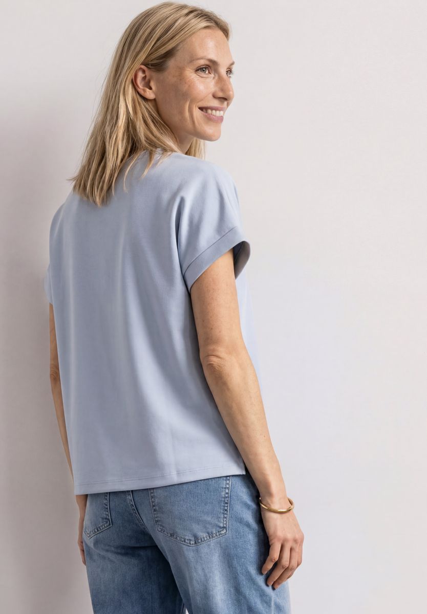 T-Shirt im Silk-Look mit Rundhals