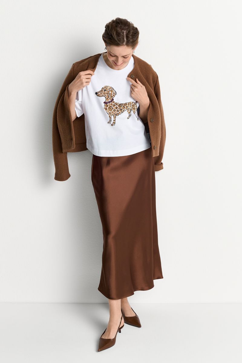 Gentle Fit T-Shirt with Dog Print