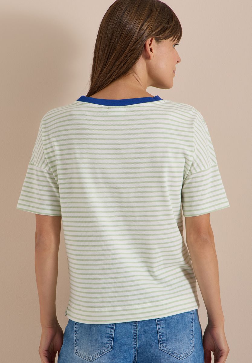 T-Shirt mit Streifen und Kontrastdetail