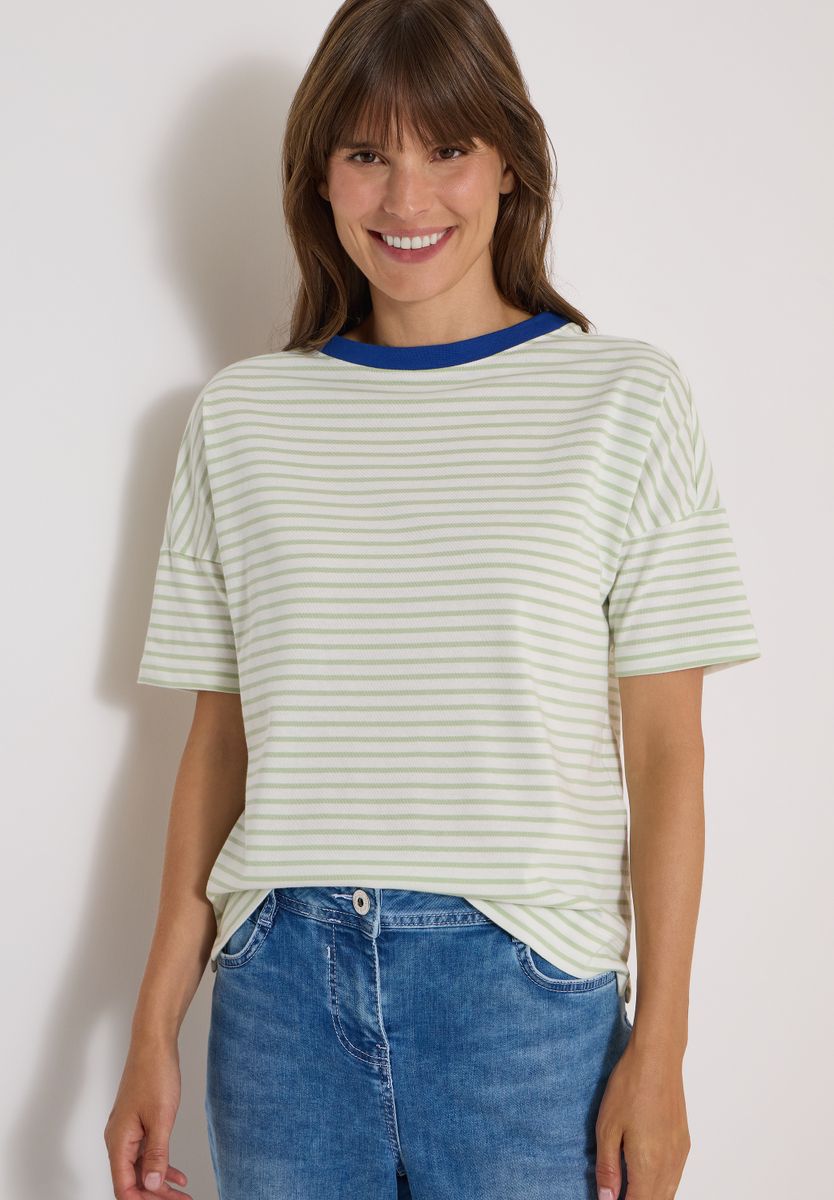 T-Shirt mit Streifen und Kontrastdetail