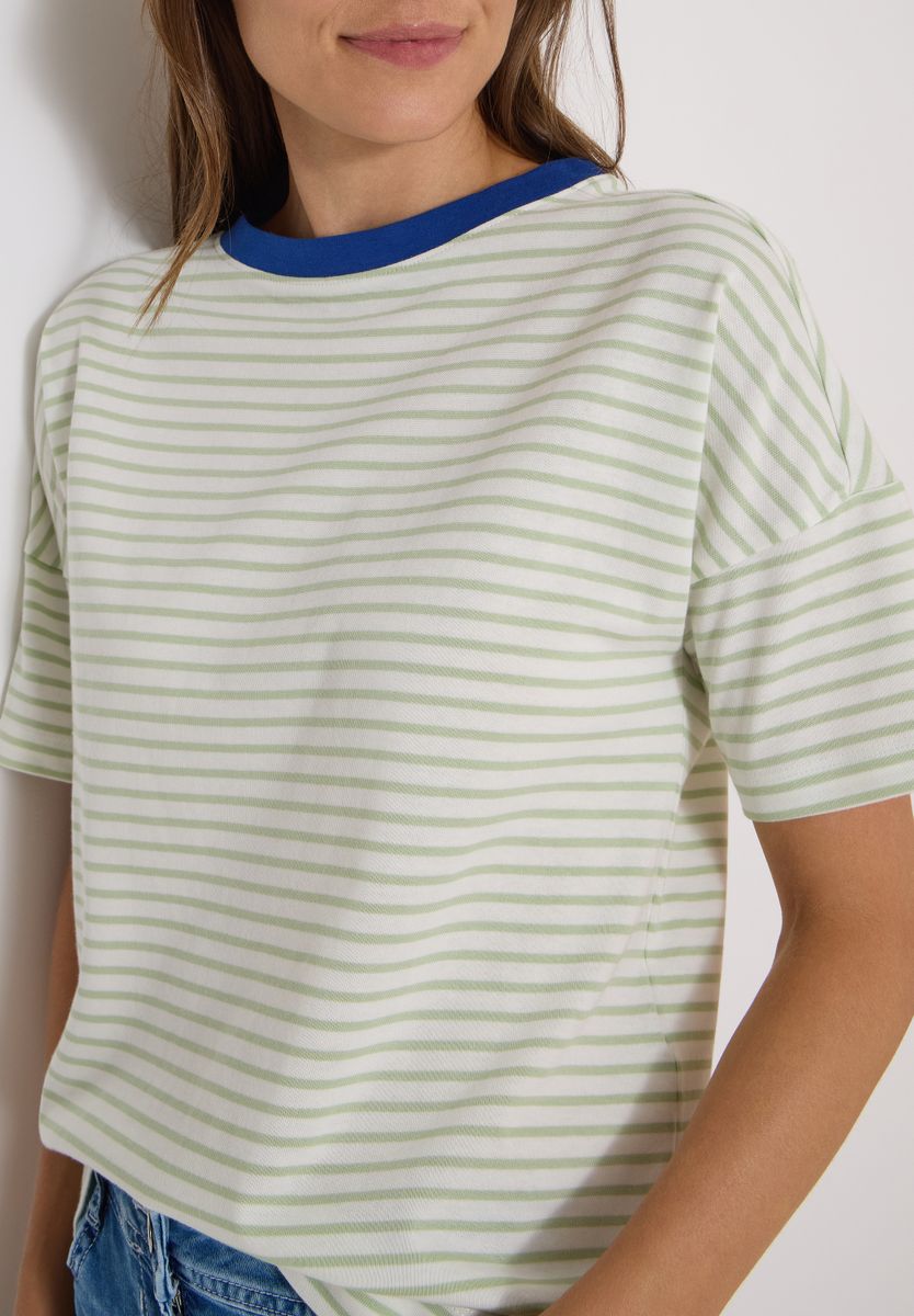 T-Shirt mit Streifen und Kontrastdetail