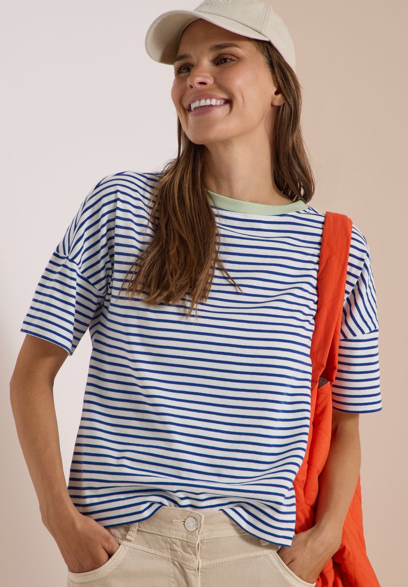 T-Shirt mit Streifen und Kontrastdetail