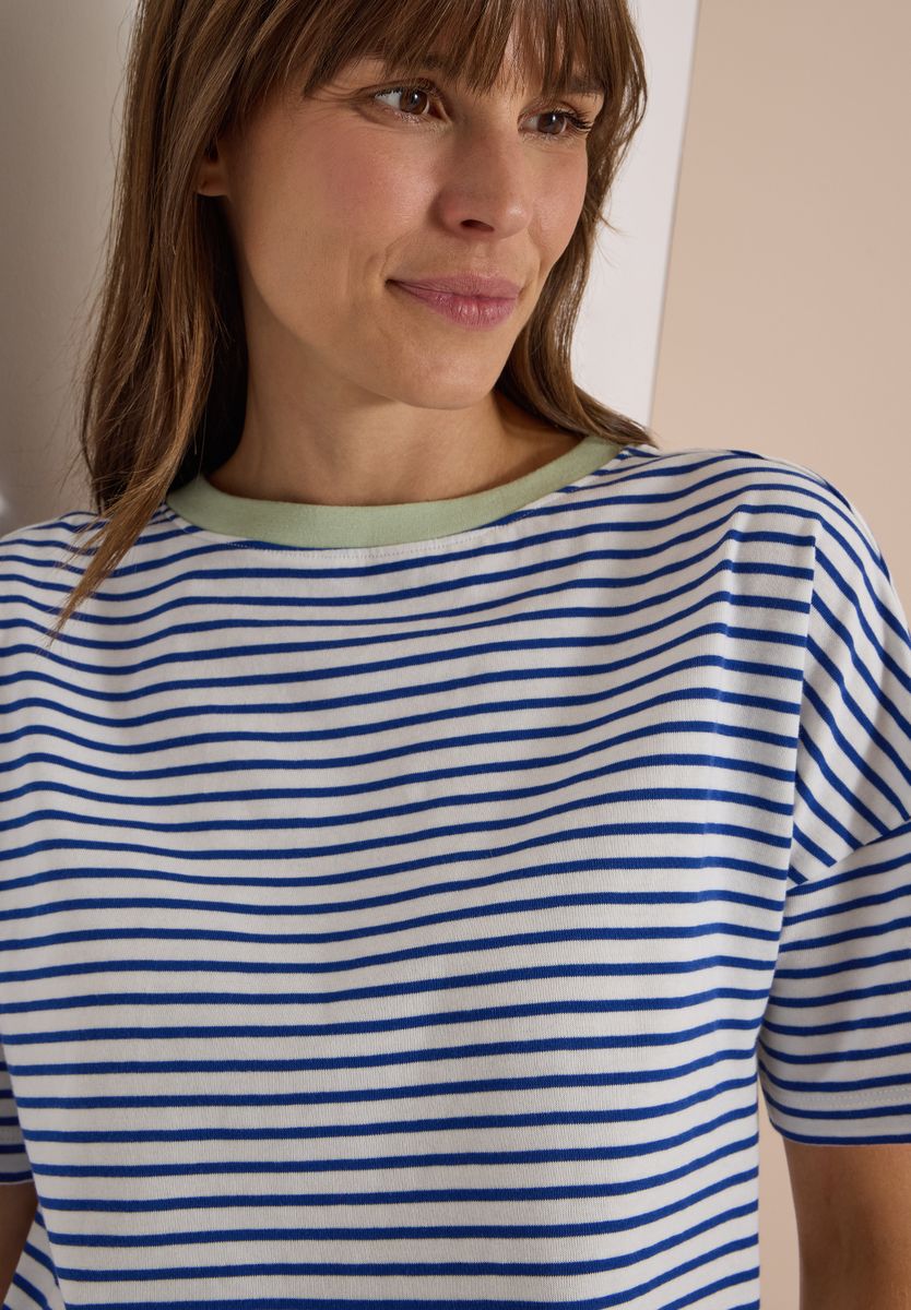 T-Shirt mit Streifen und Kontrastdetail
