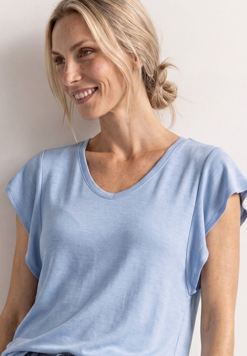 Shirt mit kurzen Volant-Ärmeln