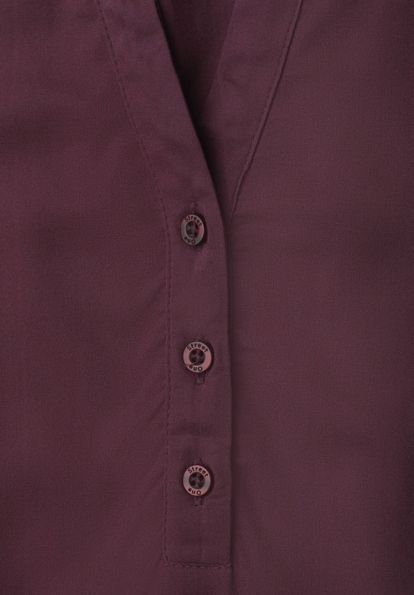 Kurzarm Bluse mit Split Neck und Elastiksaum