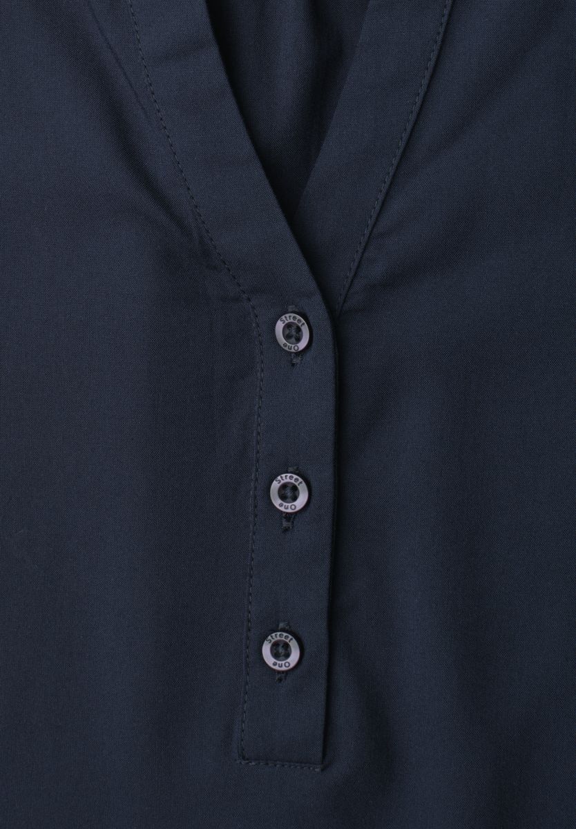 Kurzarm Bluse mit Split Neck und Elastiksaum