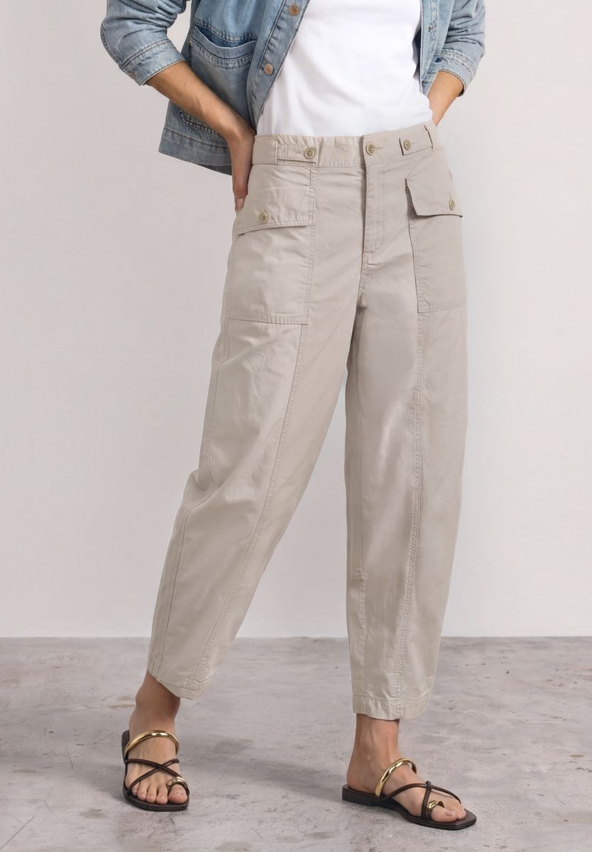 High Waist Barrel Leg Hose im Casual Fit