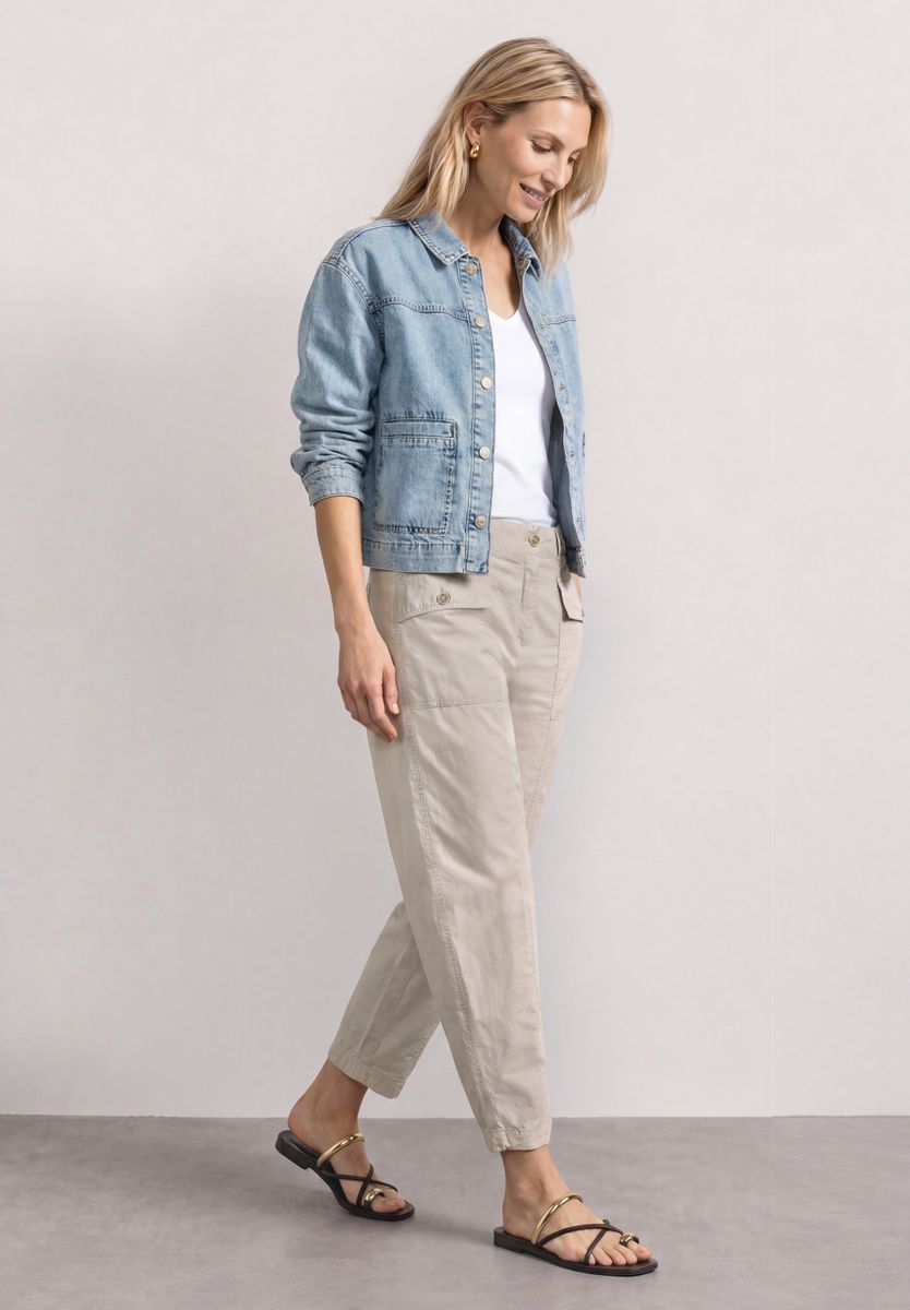 High Waist Barrel Leg Hose im Casual Fit