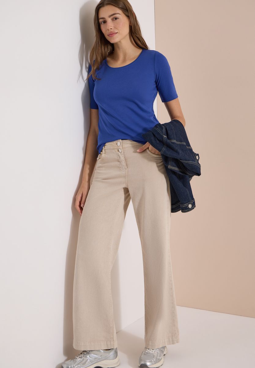 Basic T-Shirt mit Rundhals in Unifarbe