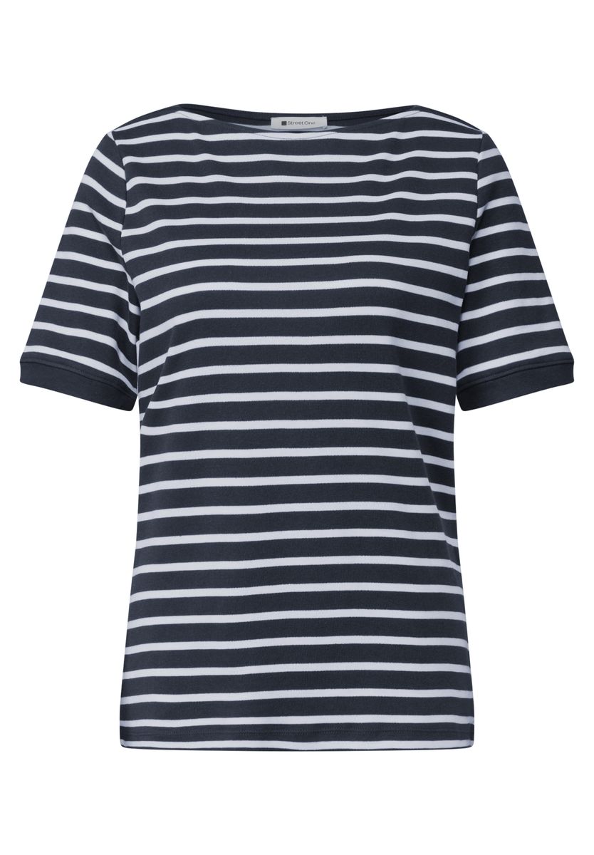 T-Shirt mit Boat Neck und Streifen