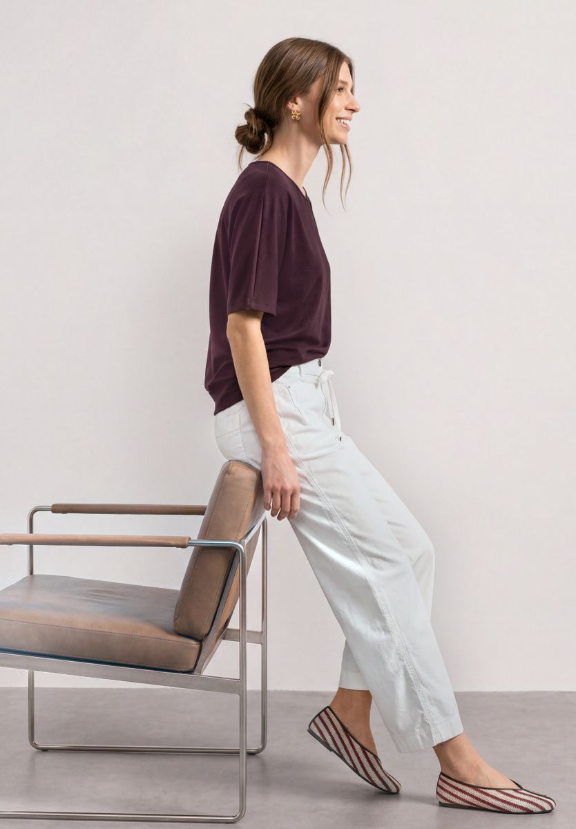 Basic Shirt mit Boat Neck und Elastikbund