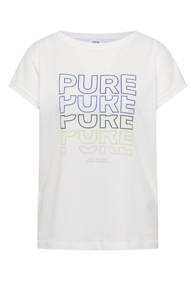 T-Shirt mit Boat Neck und Frontprint