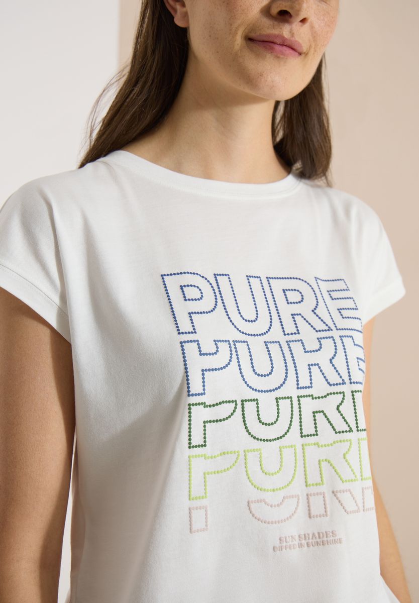 T-Shirt mit Boat Neck und Frontprint