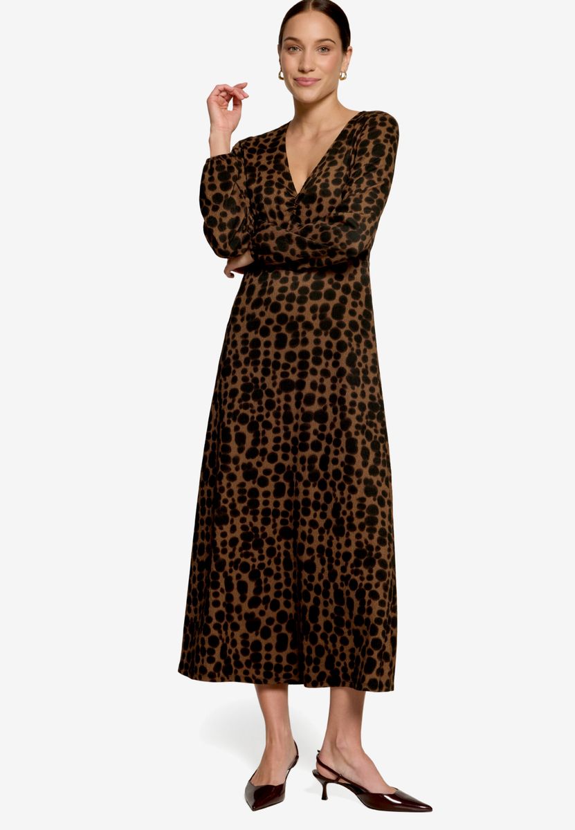 Gemustertes Maxikleid  mit V-Ausschnitt