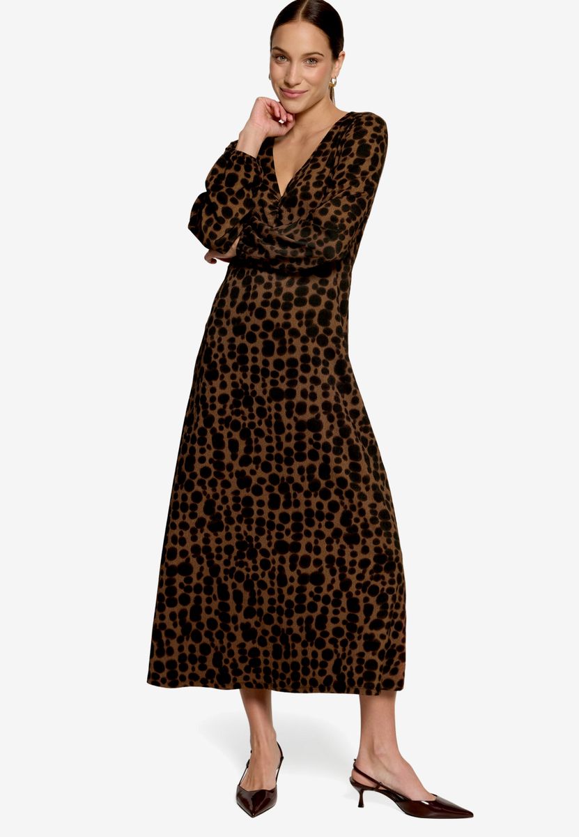 Gemustertes Maxikleid  mit V-Ausschnitt